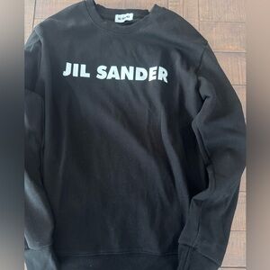Jil Sander Black Crewneck Sweater with White Logo Women’s